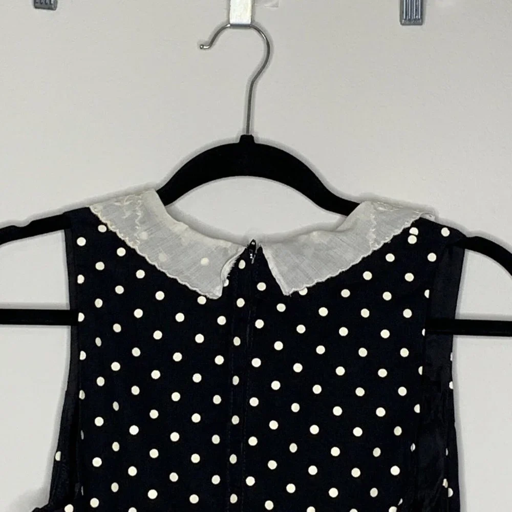 Candi Jones Calif Polka Dot Dress Womans Sz 11 Sleeveless Black & White Vintage - Picture 9 of 10